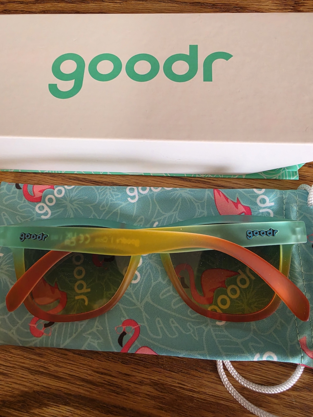 goodr Sunrise Spritzer Elixir Women's Sunglasses - Green/Orange/Yellow - Picture 5 of 5